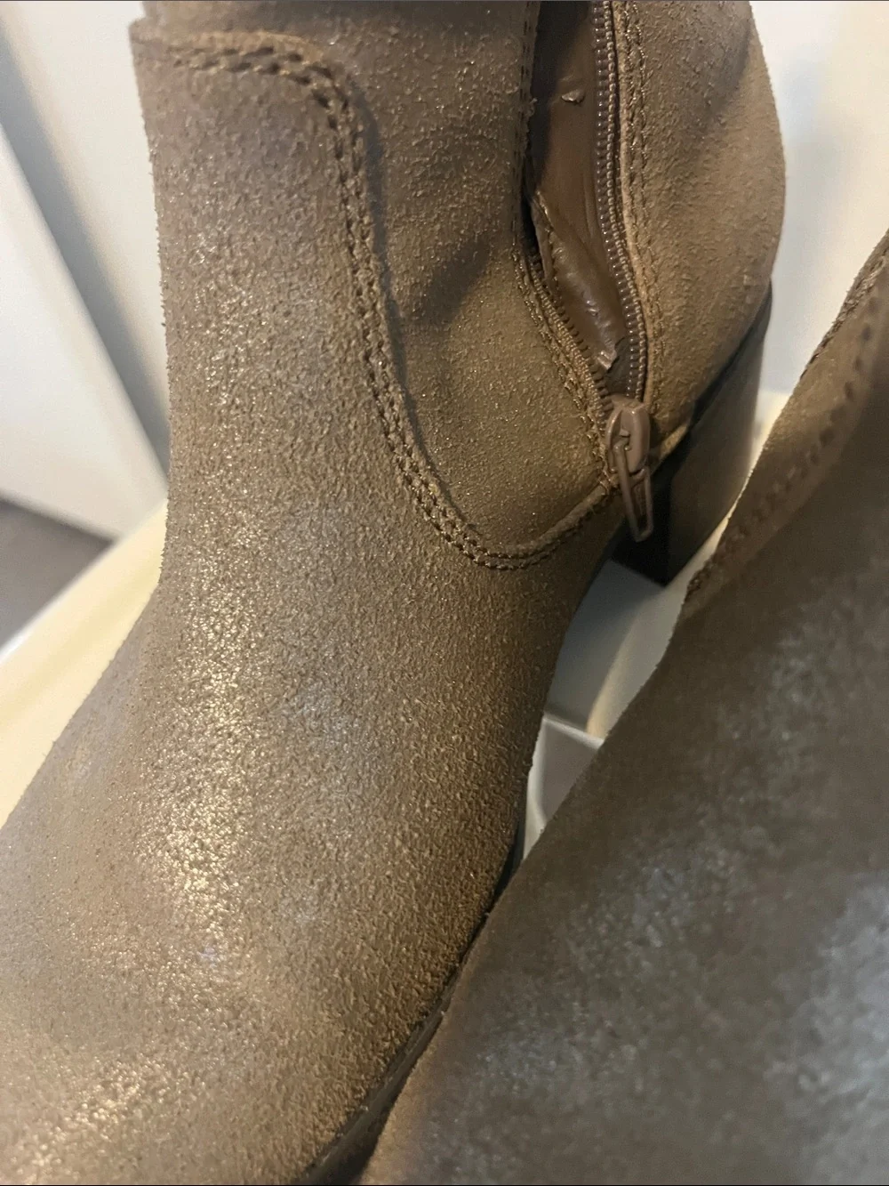 Women’s Clarks shimmering Taupe Ankle Boot with Side Zip